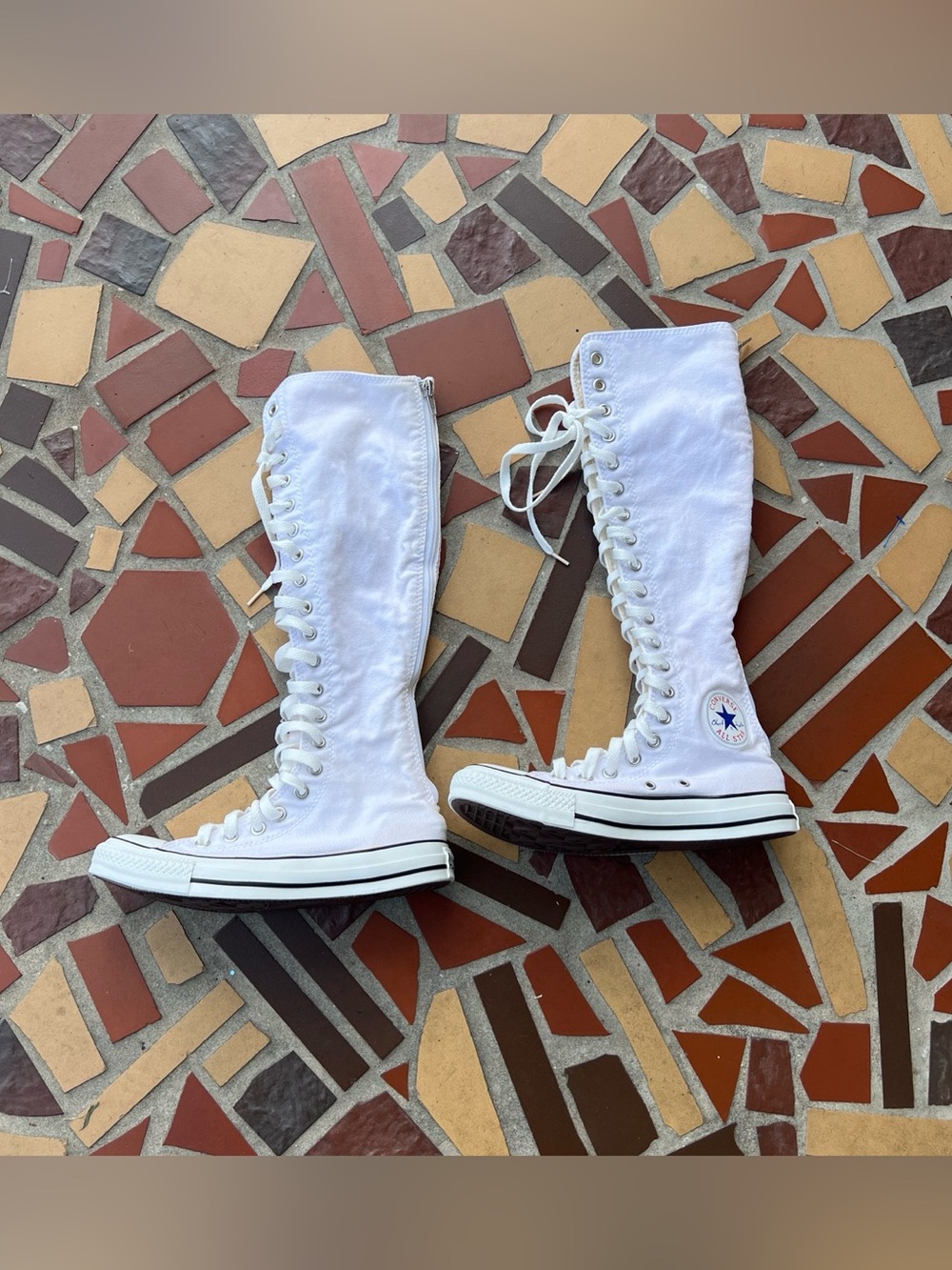 Converse White Knee-High Lace-Up Chuck Taylor Boots